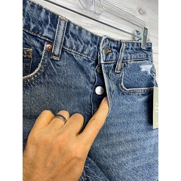 H&M Jean Shorts Womens 6 Blue Denim Cut Off High Rise Cotton - Picture 3 of 13